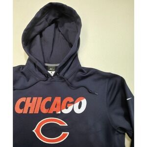 Nike Chicago Bears Hoodie Mens L Therma Fit Blue Pullover Sweatshirt